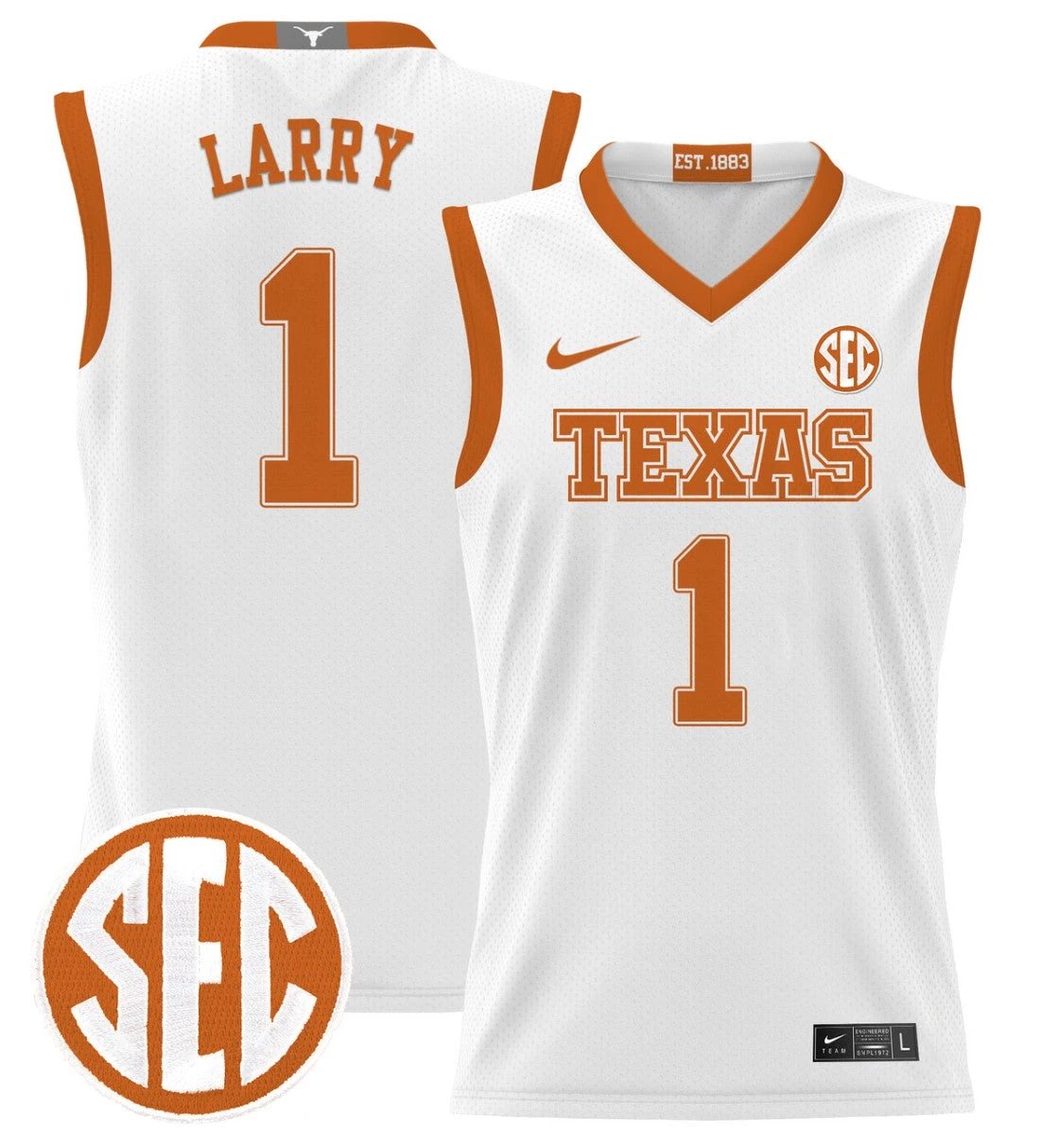 Julian Larry Jersey #1 Texas Longhorns 2024 Lightweight Basketball White by My store basketball