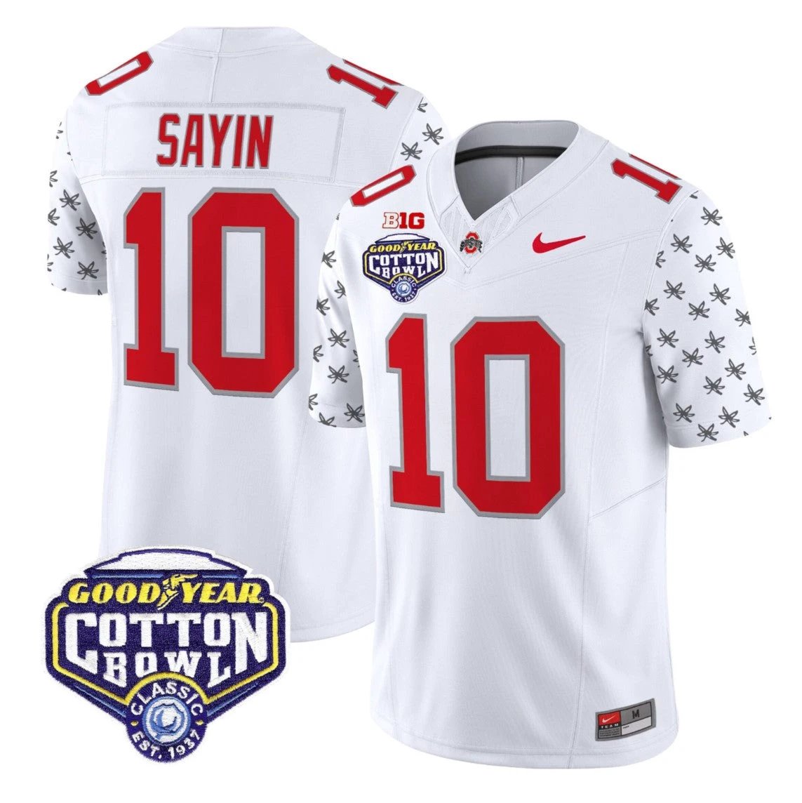 Julian Sayin Jersey #10 Ohio State 2025 Cotton Bowl Patch Stitched White Limited by NCAA Football Jersey