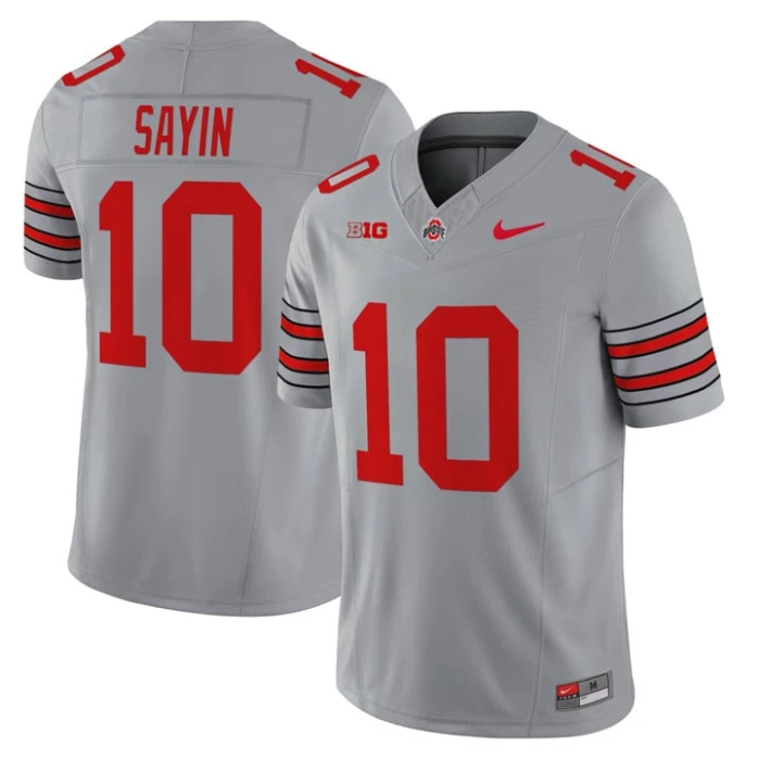 Julian Sayin Jersey #10 Ohio State Heritage Stripe 2025-26 Stitched Gray by My Store