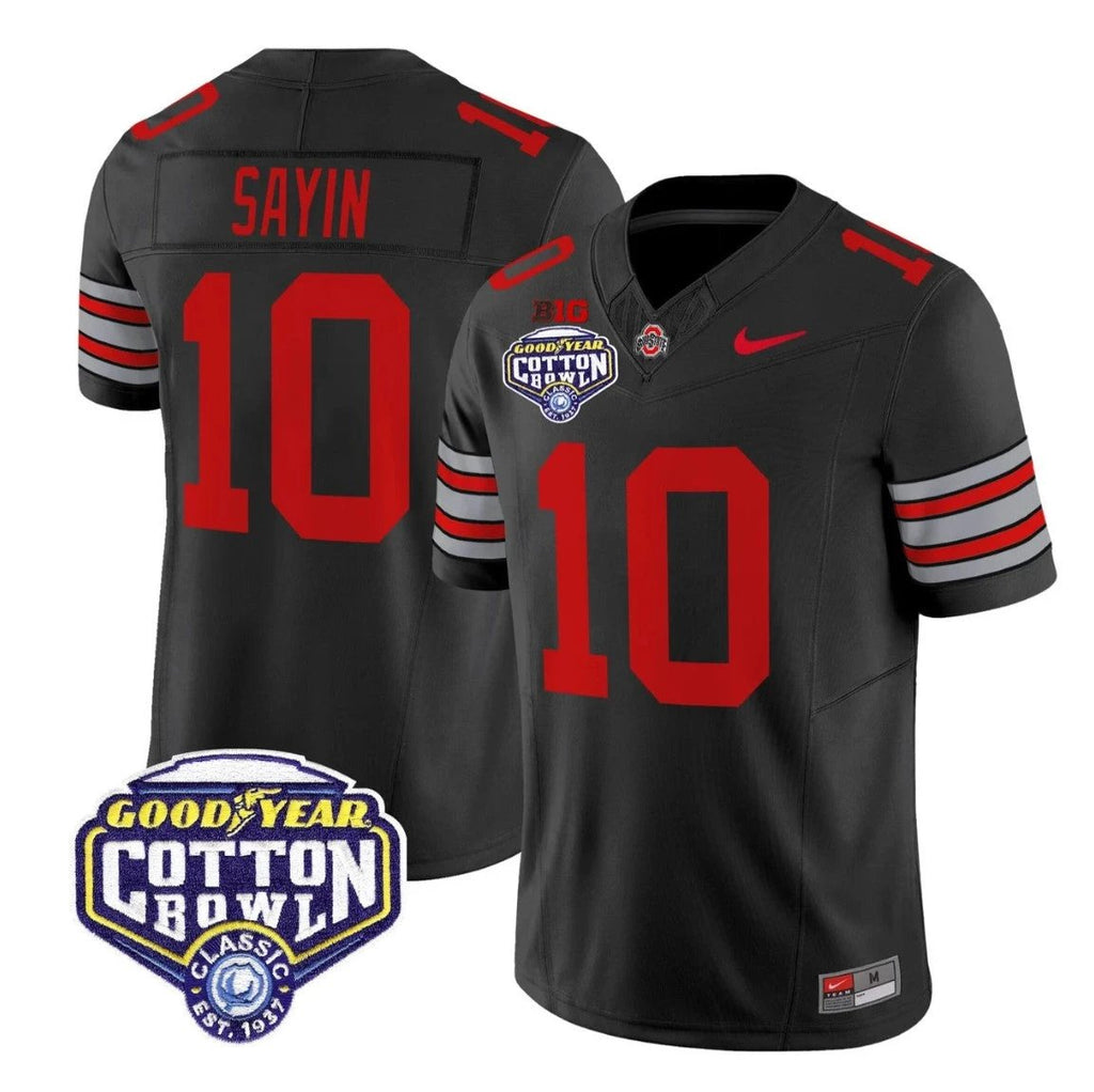 Julian Sayin Jersey #10 Ohio State Heritage Stripe 2025 Cotton Bowl Stitched by My Store NCAA Football Jerseys