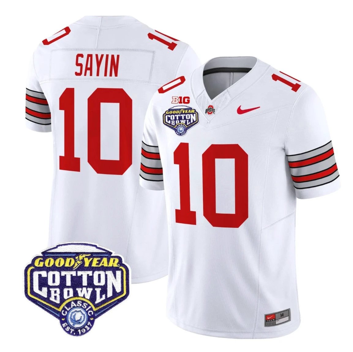 Julian Sayin Jersey #10 Ohio State Heritage Stripe 2025 Cotton Bowl Stitched by My Store NCAA Football Jerseys