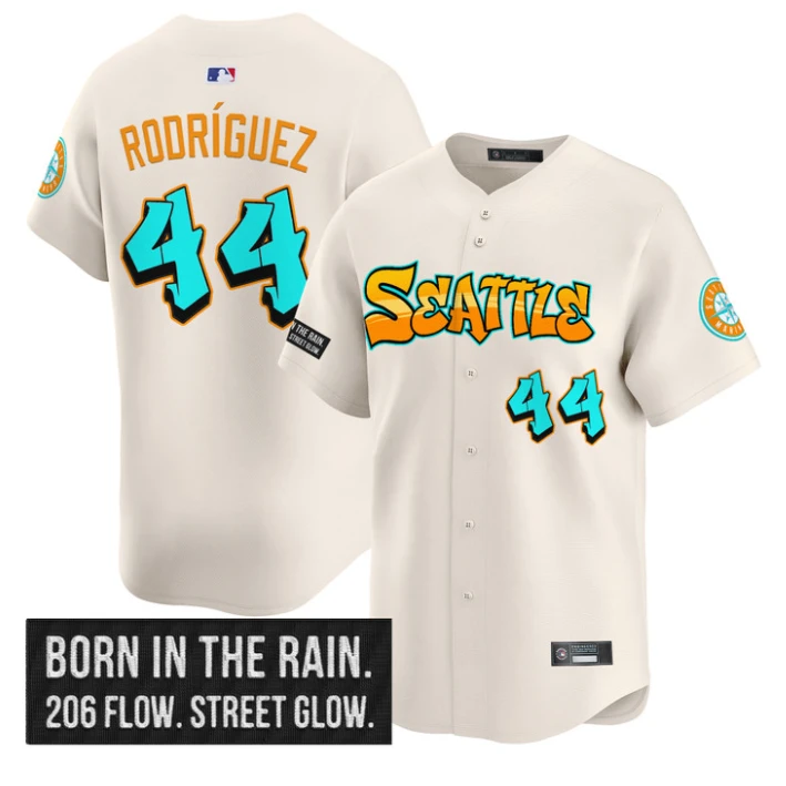 Julio Rodríguez Jersey #44 Seattle Mariners Graffiti Emerald Drop Edition Cream by My Store