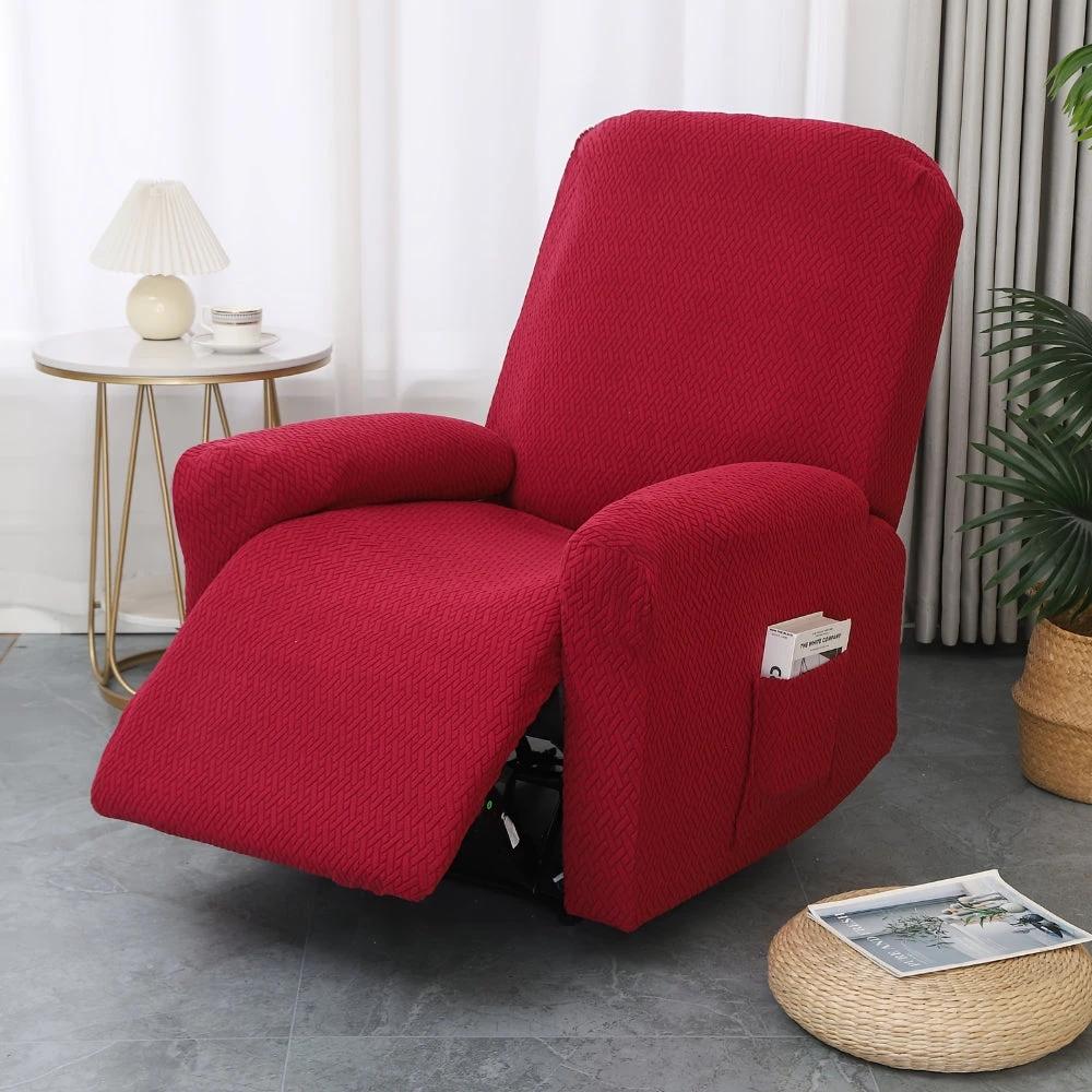 Juno Fitted Recliner Chair Cover Soft Pocket by Casa & Beyond