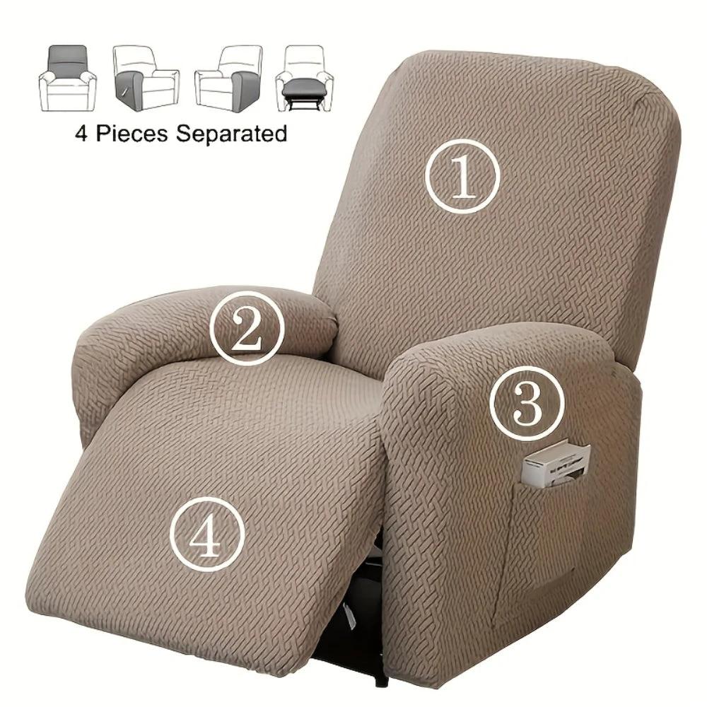 Juno Fitted Recliner Chair Cover Soft Pocket by Casa & Beyond