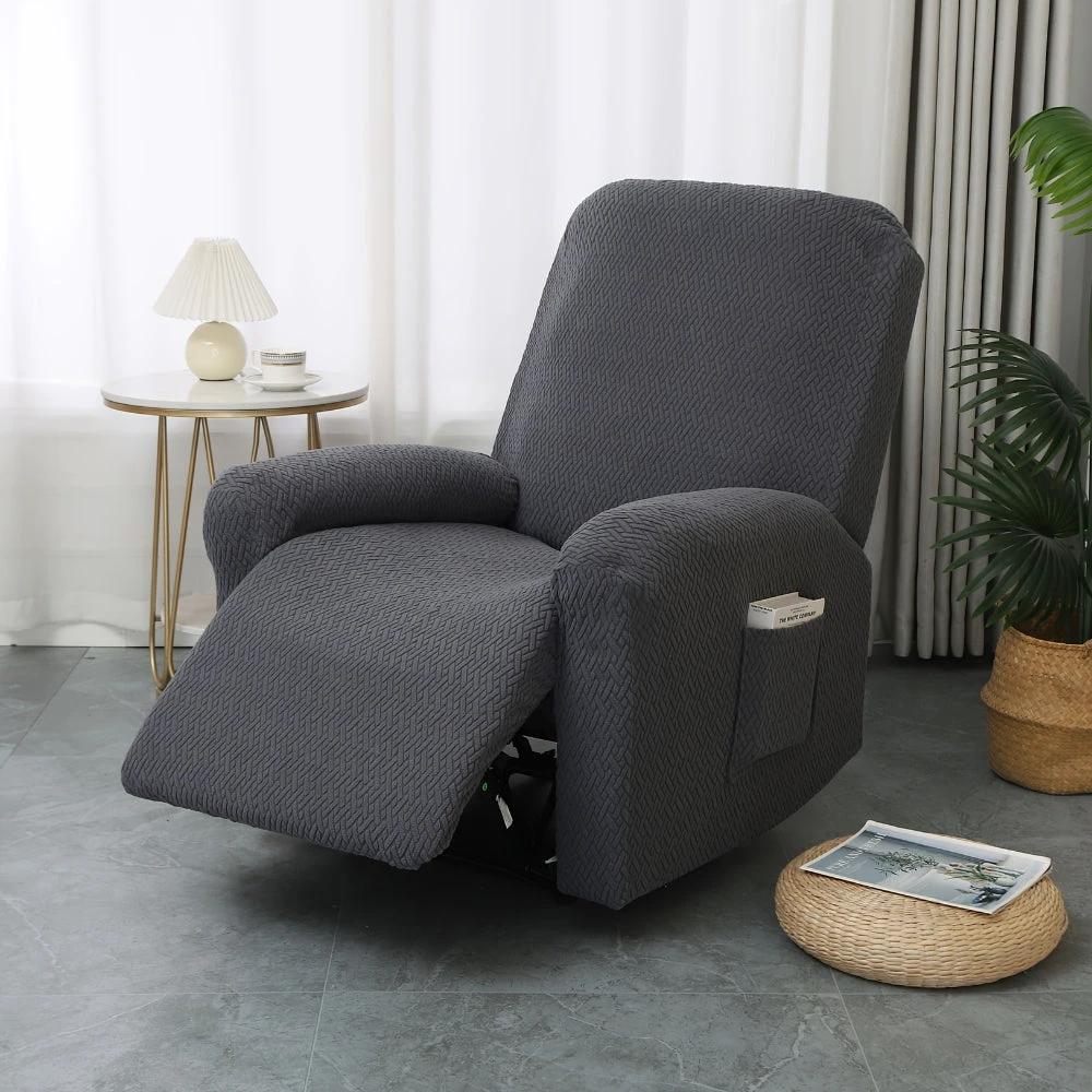 Juno Fitted Recliner Chair Cover Soft Pocket by Casa & Beyond