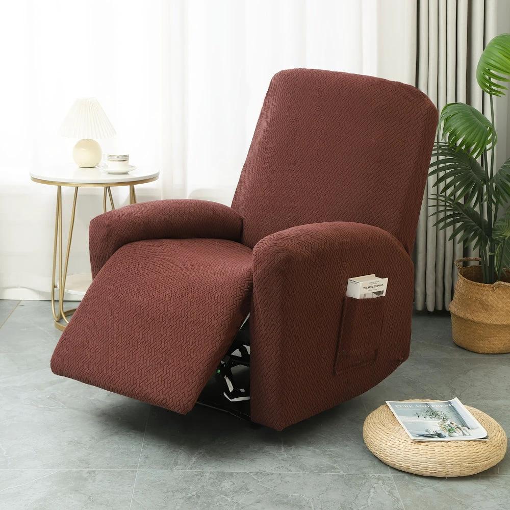 Juno Fitted Recliner Chair Cover Soft Pocket by Casa & Beyond