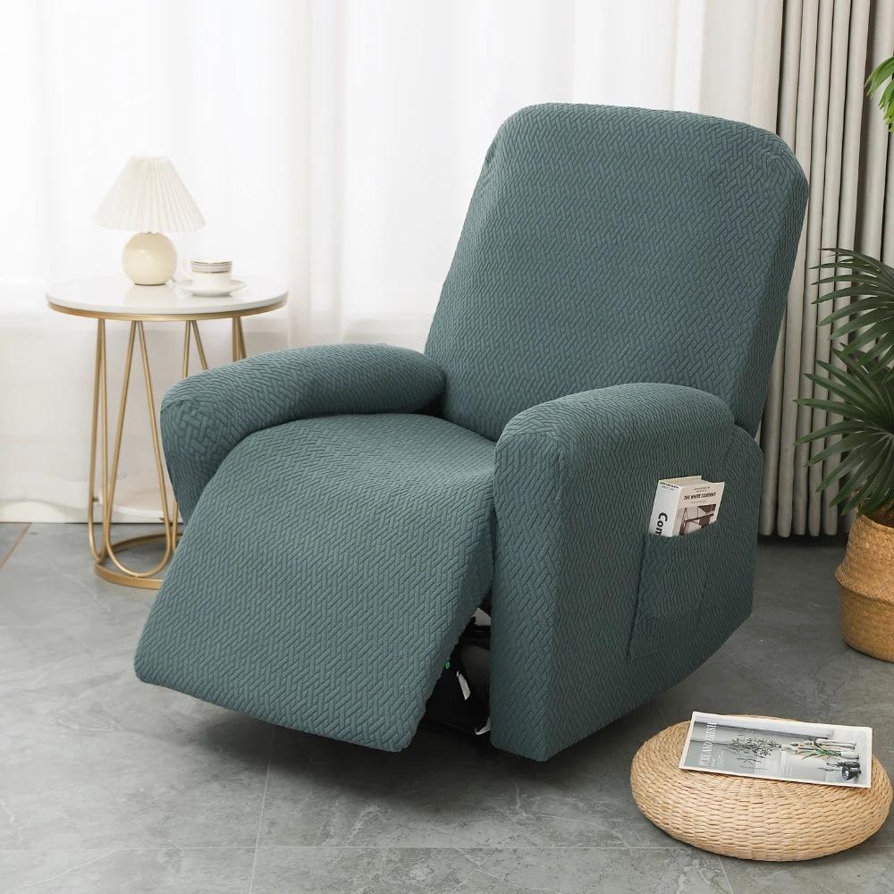 Juno Fitted Recliner Chair Cover Soft Pocket by Casa & Beyond