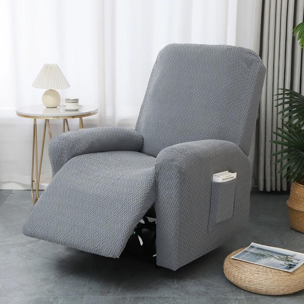 Juno Fitted Recliner Chair Cover Soft Pocket by Casa & Beyond