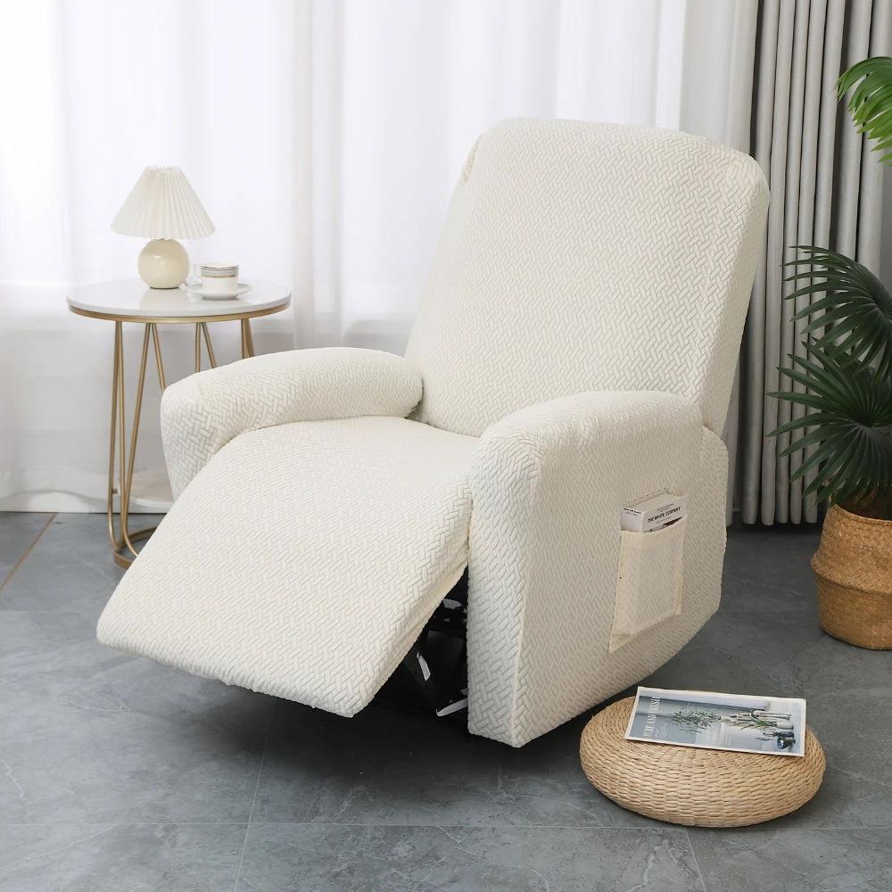Juno Fitted Recliner Chair Cover Soft Pocket by Casa & Beyond
