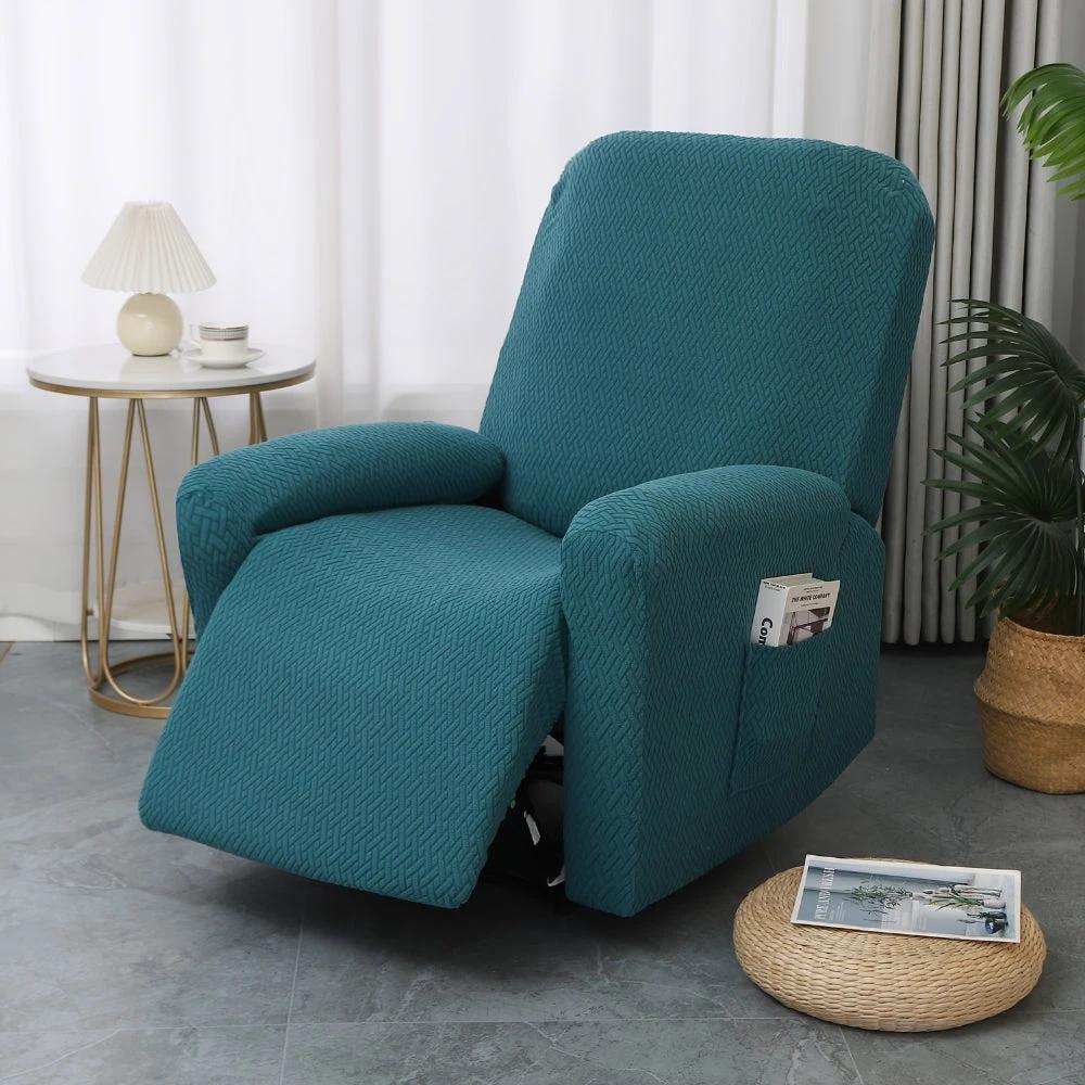 Juno Fitted Recliner Chair Cover Soft Pocket by Casa & Beyond