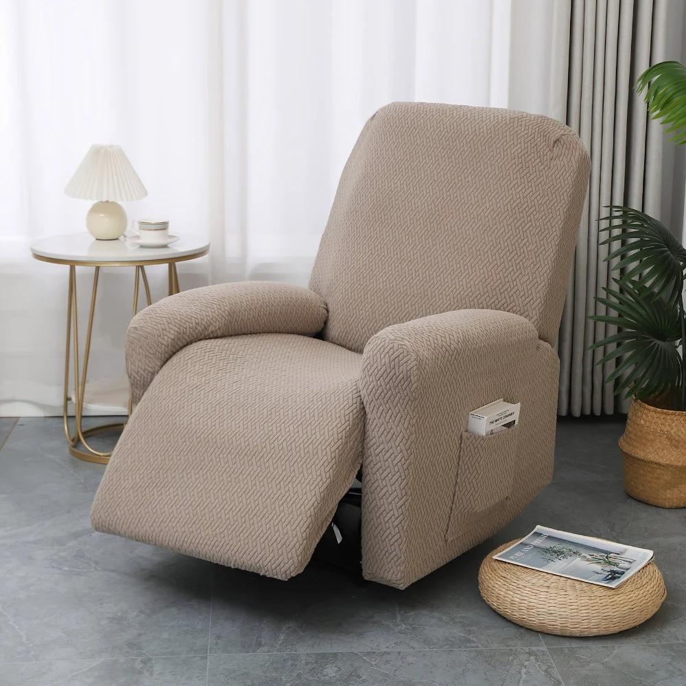 Juno Fitted Recliner Chair Cover Soft Pocket by Casa & Beyond