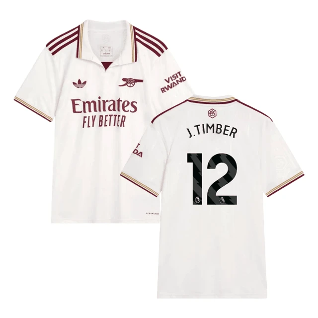 Jurrien Timber #12 Arsenal 2025-26 Third Jersey – Cream by Soccer Jersey