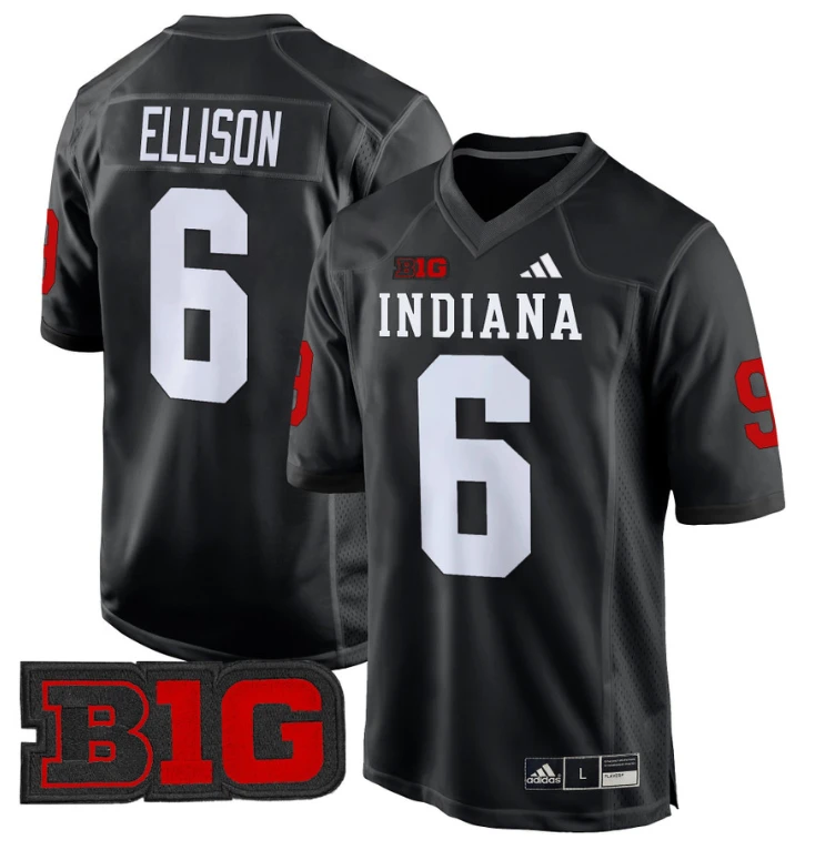 Justice Ellison Jersey #6 Indiana Hoosiers 2024 Game V2 Football Black by My Store