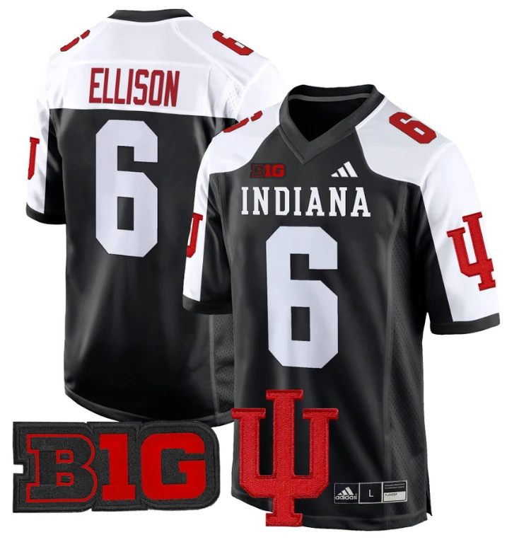 Justice Ellison Jersey #6 Indiana Hoosiers 2024 Game V2 Football Black Alternate by My Store