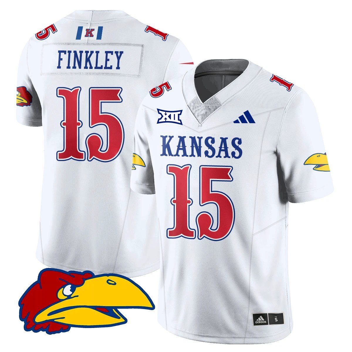 Justice Finkley Jersey #15 Kansas Jayhawks Football 2025 Limited Stitched White by My Store NCAA Football Jerseys