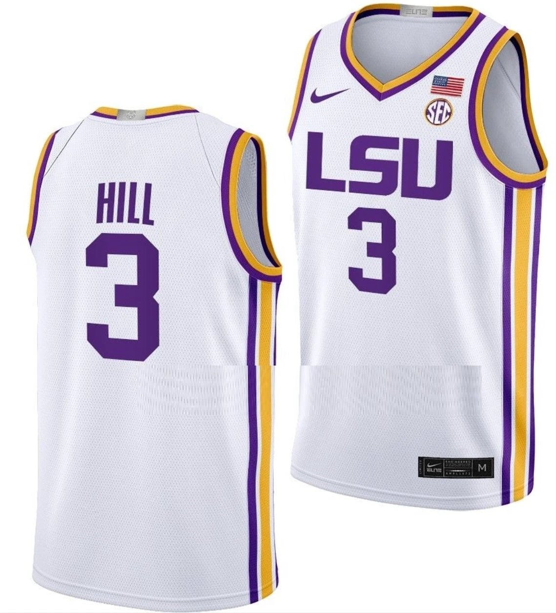 Justice Hill Jersey LSU Tigers College Basketball Limited White #3 by My store basketball