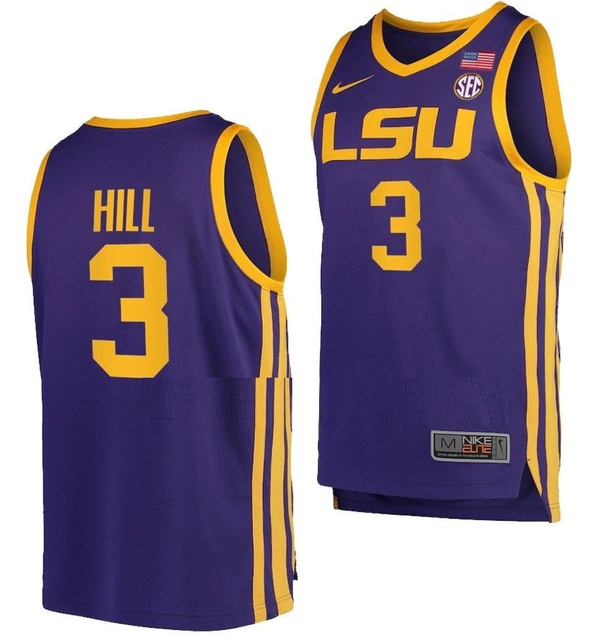 Justice Hill Jersey LSU Tigers College Basketball Purple #3 by My store basketball