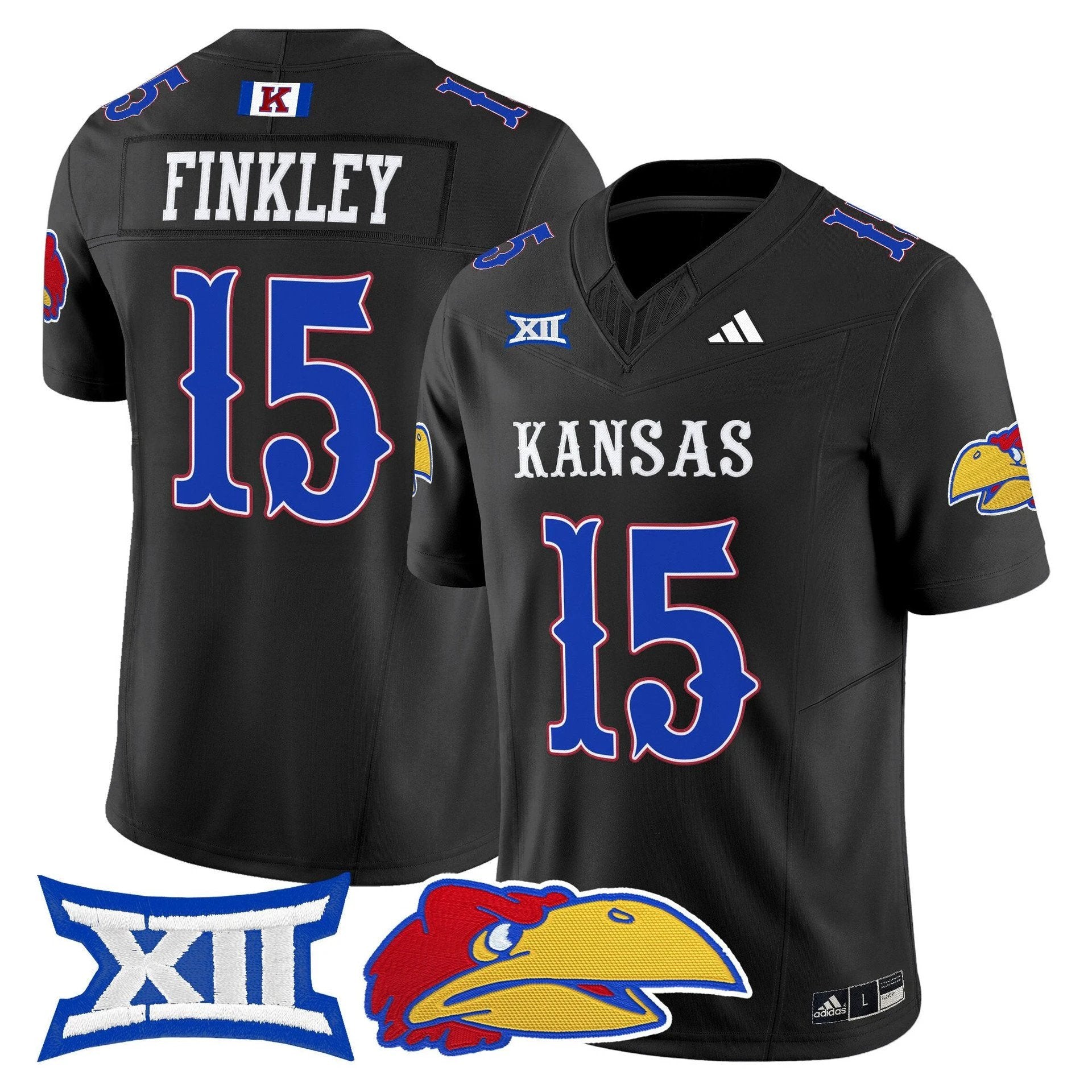 Justice Finkley Jersey #15 Kansas Jayhawks 2025 Vapor Limited Stitched by My Store NCAA Football Jerseys