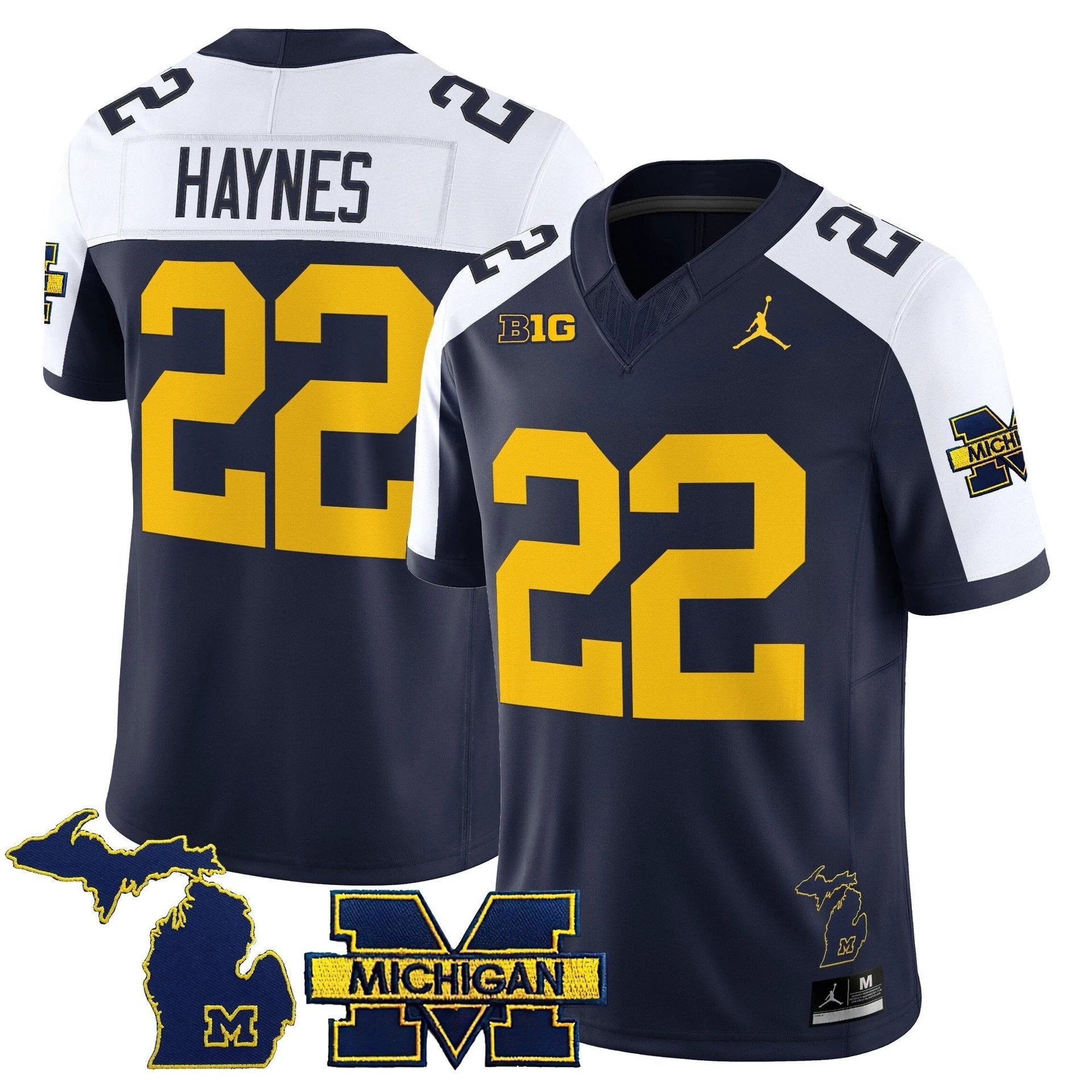 Justice Haynes Jersey #22 Michigan Wolverines 2025 Limited V2 Stitched by My Store NCAA Football Jerseys