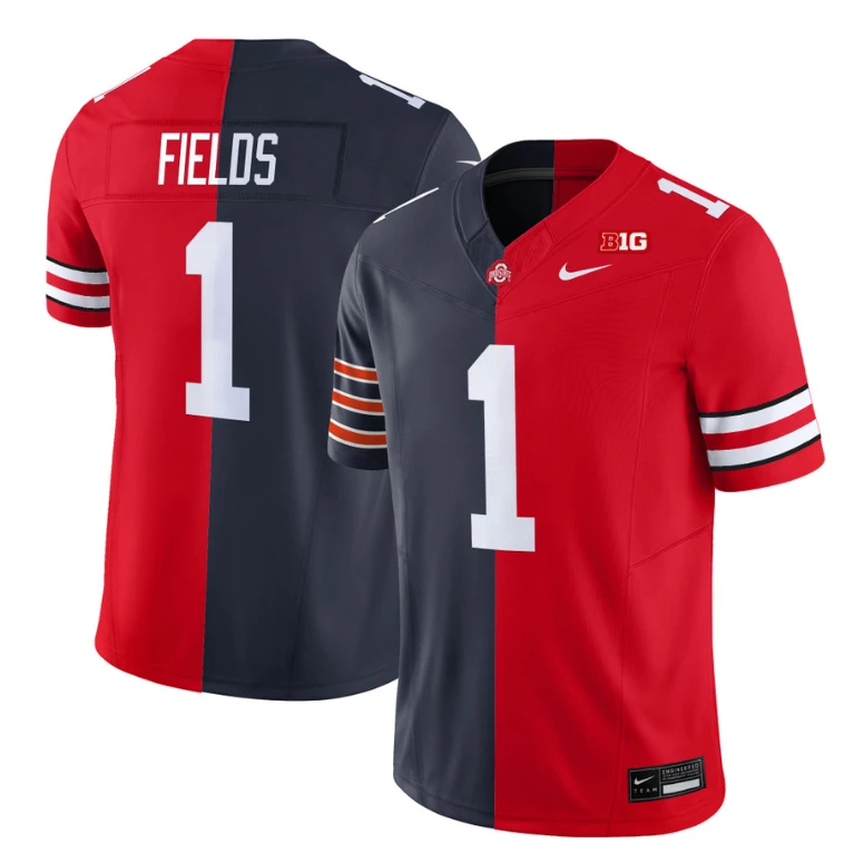 Justin Fields Jersey Bears #1 Ohio State Buckeyes Split Vapor V2 Football by NCAA Football Jersey