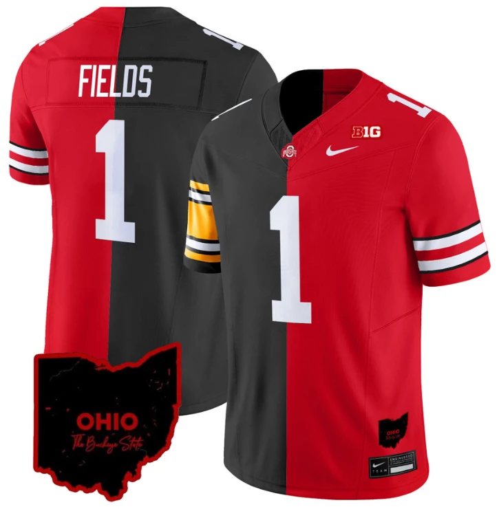 Justin Fields Jersey Steelers #1 Ohio State Buckeyes Split Vapor Football by NCAA Football Jersey