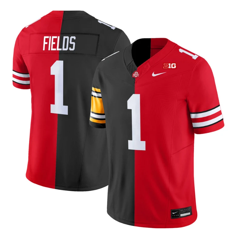 Justin Fields Jersey Steelers #1 Ohio State Buckeyes Split Vapor V2 Football by NCAA Football Jersey