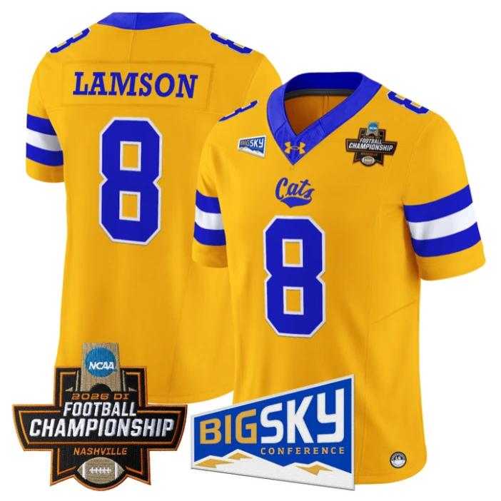 Justin Lamson Jersey #8 Montana State Bobcats 2026 Football Championship Gold by My Store NCAA Football Jerseys