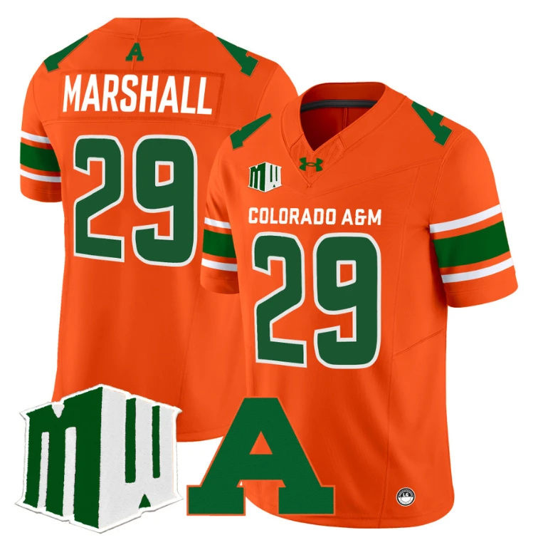 Justin Marshall Jersey #29 Colorado State Rams 2024 Stitched Orange by NCAA Football Jersey