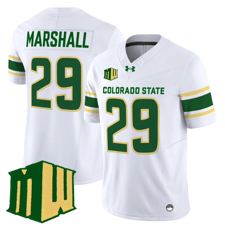 Justin Marshall Jersey #29 Colorado State Rams 2024 Stitched White by NCAA Football Jersey