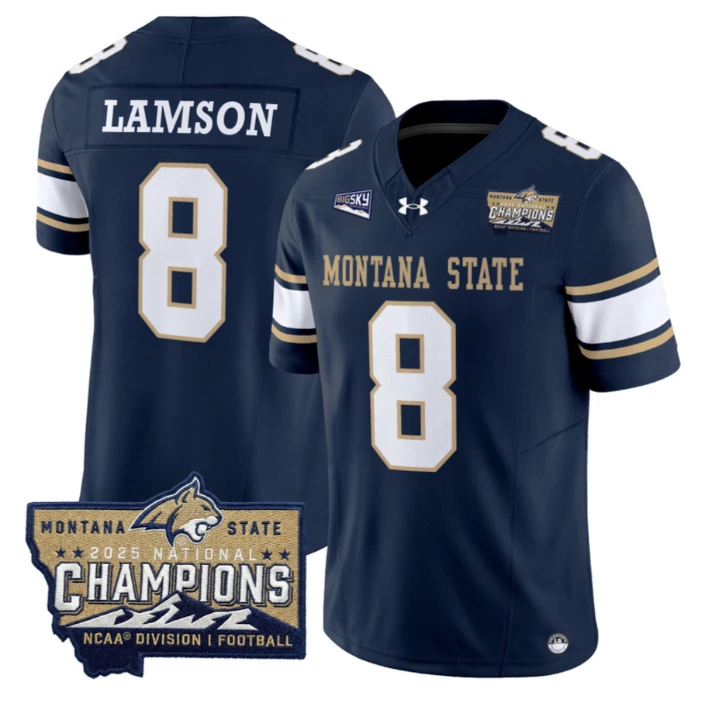 Justin Lamson Jersey #8 Montana State Bobcats 2025 National Champions Gold by My Store NCAA Football Jerseys