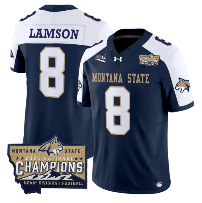 Justin Lamson Jersey #8 Montana State Bobcats 2025 National Champions Gold by My Store NCAA Football Jerseys