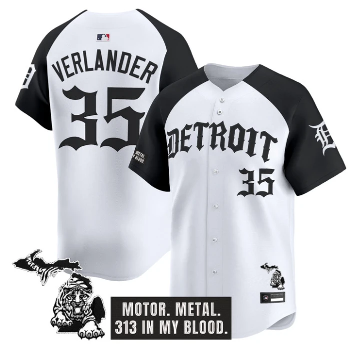 Justin Verlander Jersey #35 Detroit Tigers Old English Edition Stitched by My Store