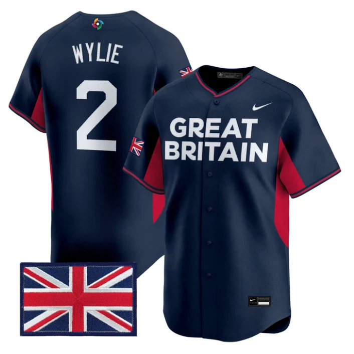 Justin Wylie Jersey #2 Team Great Britain 2026 World Baseball Stitched by My Store