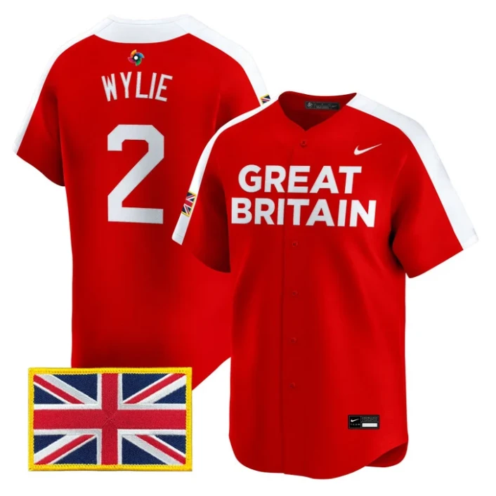 Justin Wylie Jersey #2 Team Great Britain 2026 World Baseball Stitched by My Store