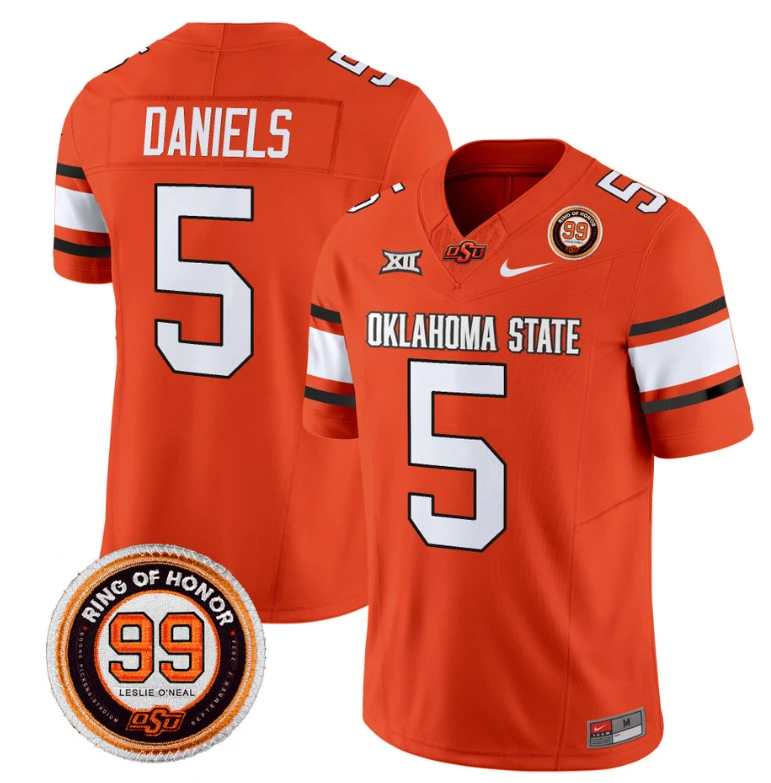 Kendal Daniels Jersey #5 Oklahoma State Cowboys Leslie O'neal Patch Vapor Limited College Football Stitched Orange by My Store
