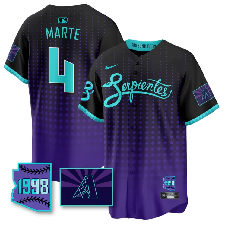 Ketel Marte Jersey #4 Arizona Diamondbacks Serpientes City Connect Stitched Black Purple by My Store