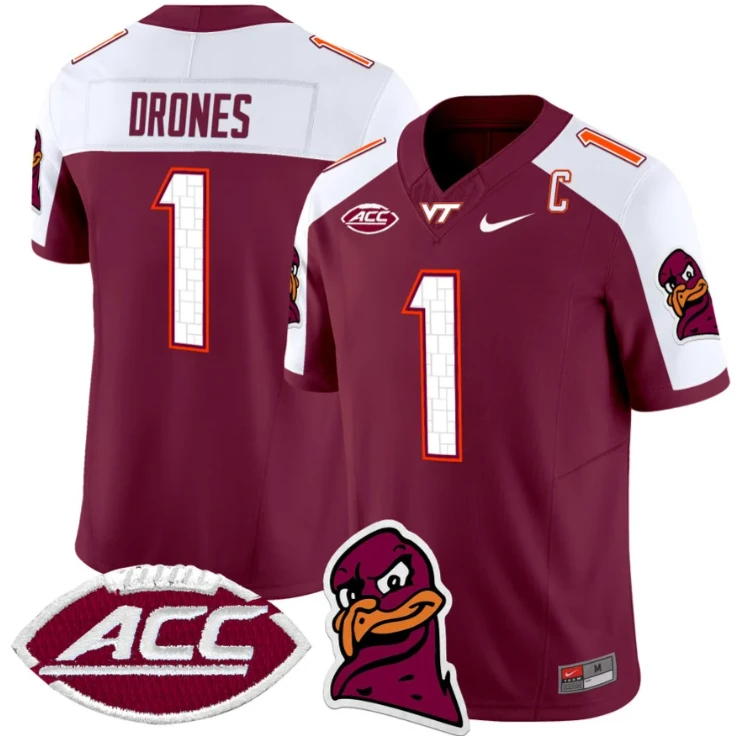 Kyron Drones Jersey #1 Virginia Tech Hokies Vapor Limited College Football Maroon Alternate by My Store