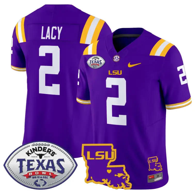 Kyren Lacy Jersey #2 LSU Tigers 2024 Texas Bowl Patch Football Stitched Purple by NCAA Football Jersey
