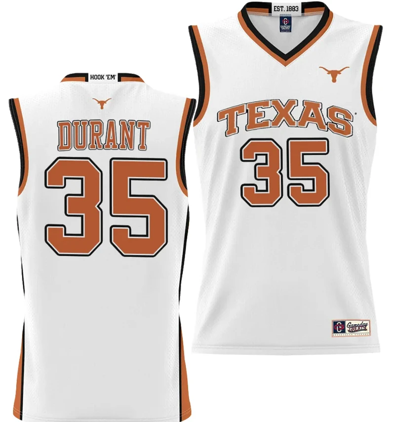 Kevin Durant Jersey #35 Texas Longhorns NIL College Basketball Lightweight White by My store basketball