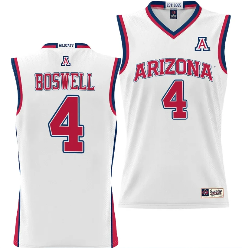 Kylan Boswell Jersey #4 Arizona Wildcats NIL College Basketball Lightweight White by My store basketball