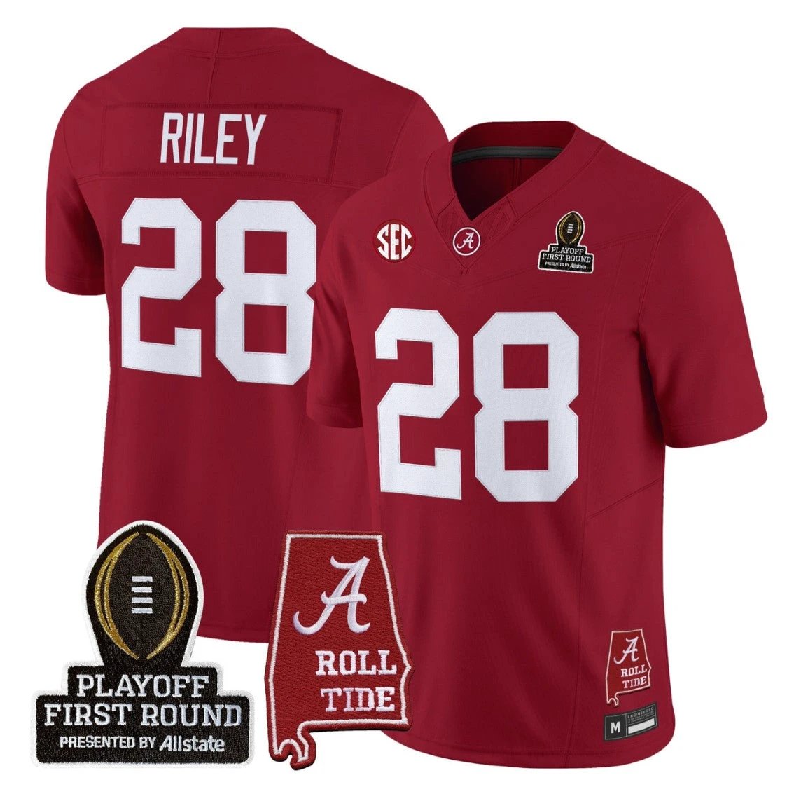 Kevin Riley Jersey #28 Alabama Crimson 2025 Playoff First Round Stitched by My Store NCAA Football Jerseys