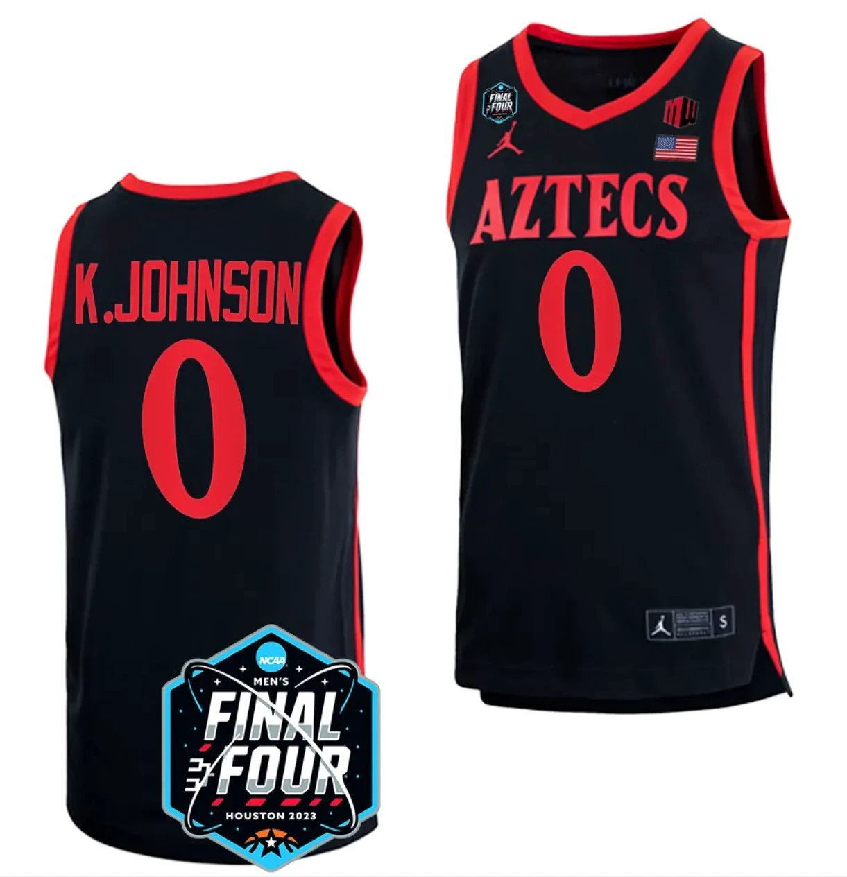 Keshad Johnson Jersey San Diego State Aztecs 2023 NCAA National Championship March Madness Black #0 by My store basketball