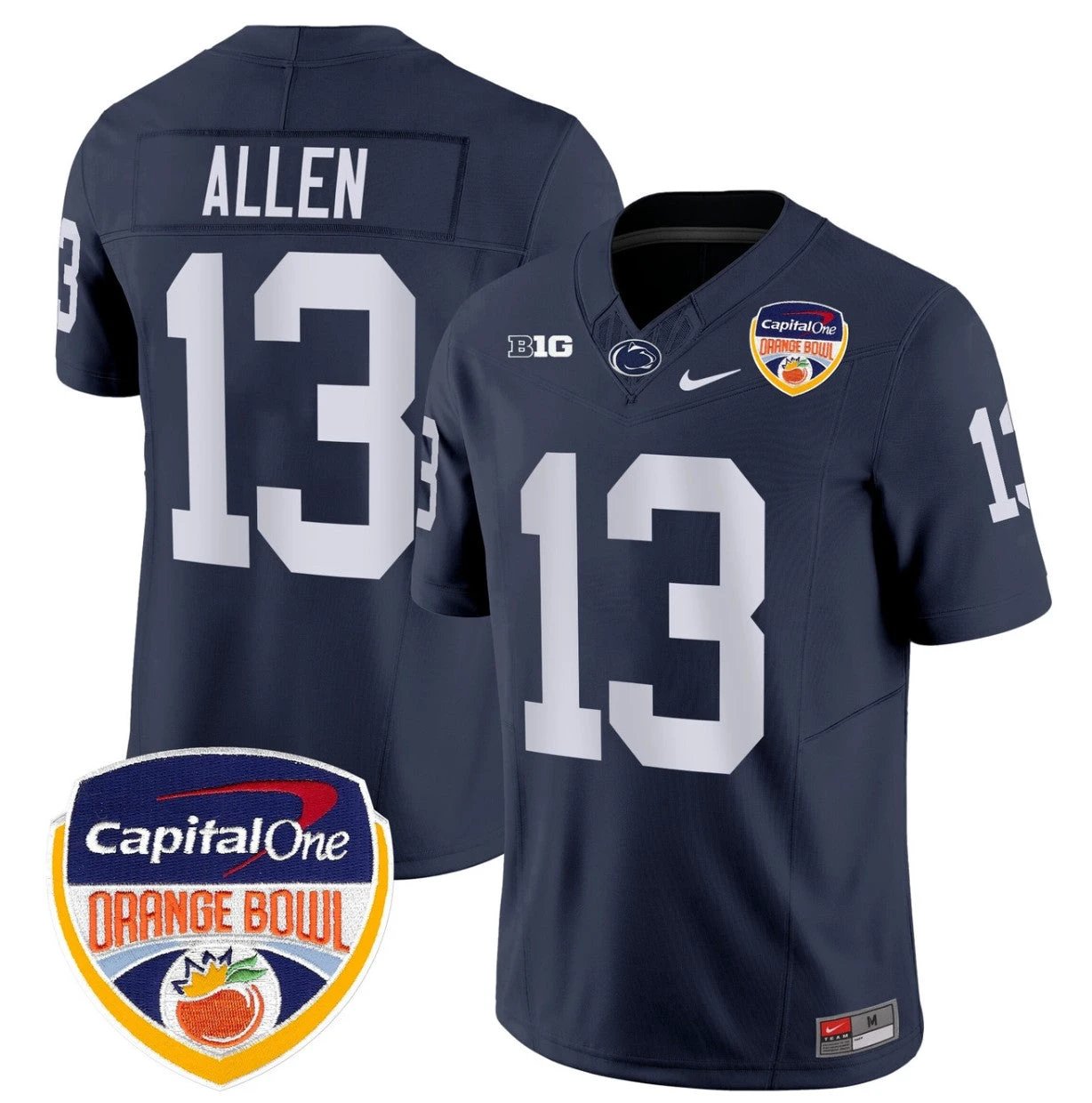 Kaytron Allen Jersey #13 Penn State Orange Bowl Patch Stitched Navy by NCAA Football Jersey