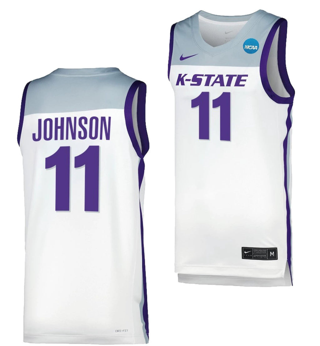 Keyontae Johnson Jersey Kansas State Wildcats College Basketball 2023 NCAA March Madness White #11 by My store basketball