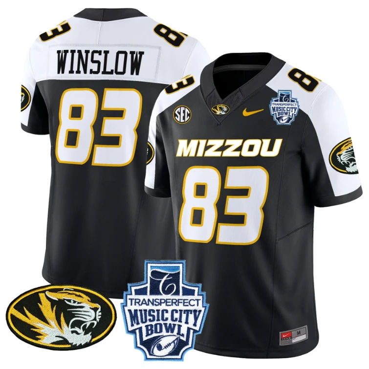Kellen Winslow Jersey #83 Missouri Tigers 2024 Music City Bowl Black Alternate by NCAA Football Jersey