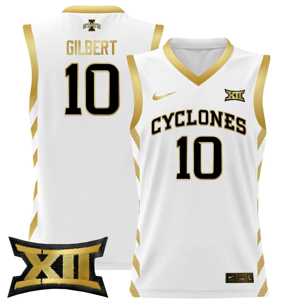 Keshon Gilbert Jersey #10 Iowa State 2024 Lightweight Basketball White Gold by My store basketball
