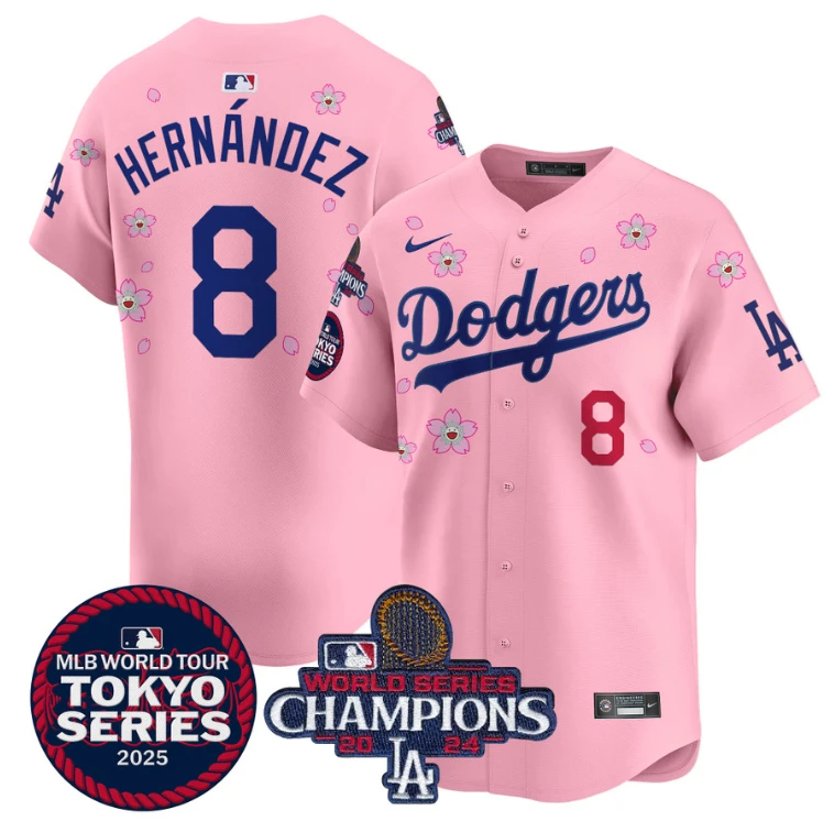 Kike Hernandez Jersey #8 Dodgers Tokyo Series 2025 World Series Champions Patch Cherry Blossom by My Store