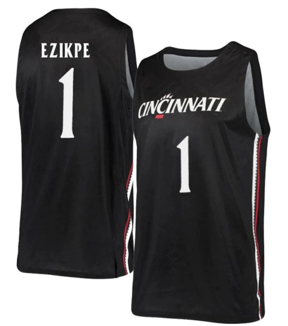Kalu Ezikpe Jersey Cincinnati Bearcats College Basketball Black #1 by My store basketball
