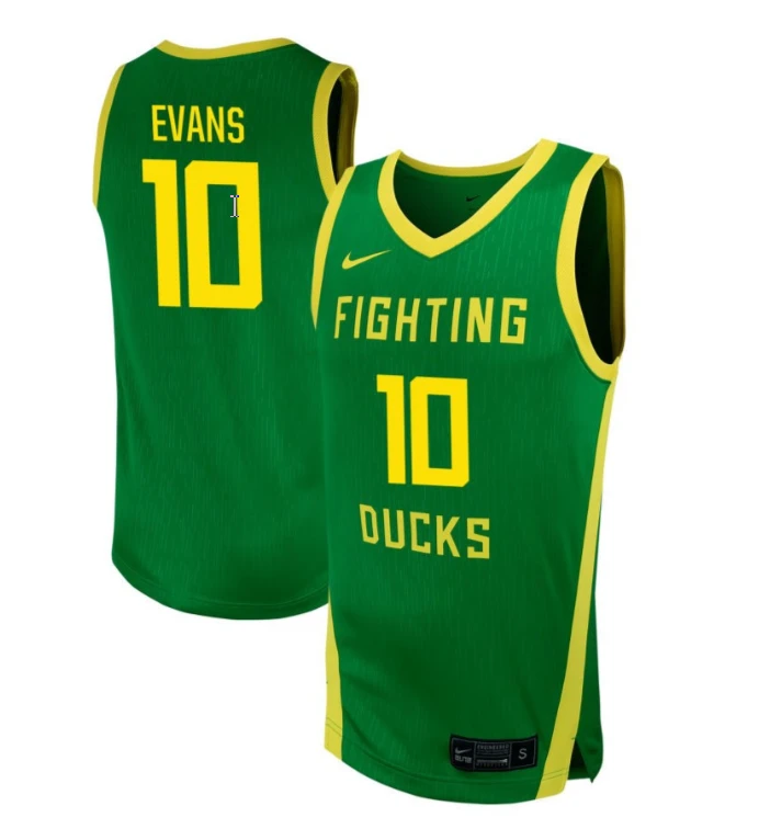 Kwame Evans Jersey #10 Oregon Ducks NIL Basketball Green by My store basketball