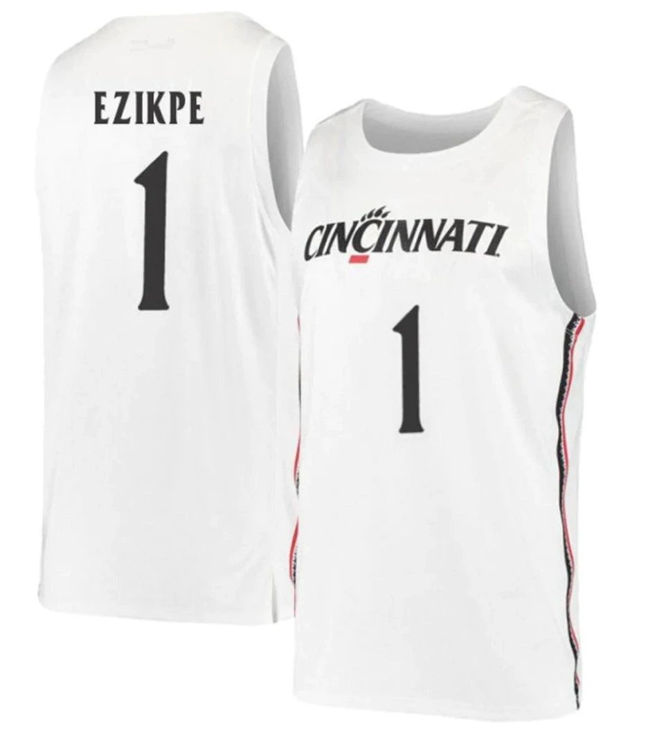 Kalu Ezikpe Jersey Cincinnati Bearcats College Basketball White #1 by My store basketball